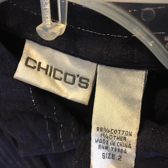 Chico’s navy sparkle stripe tab-sleeves top - Picture 4 of 4